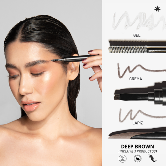 Eye Brow Kit Deep Brown  | Kit para cejas orgánicas o estructuradas con Vitamina E
