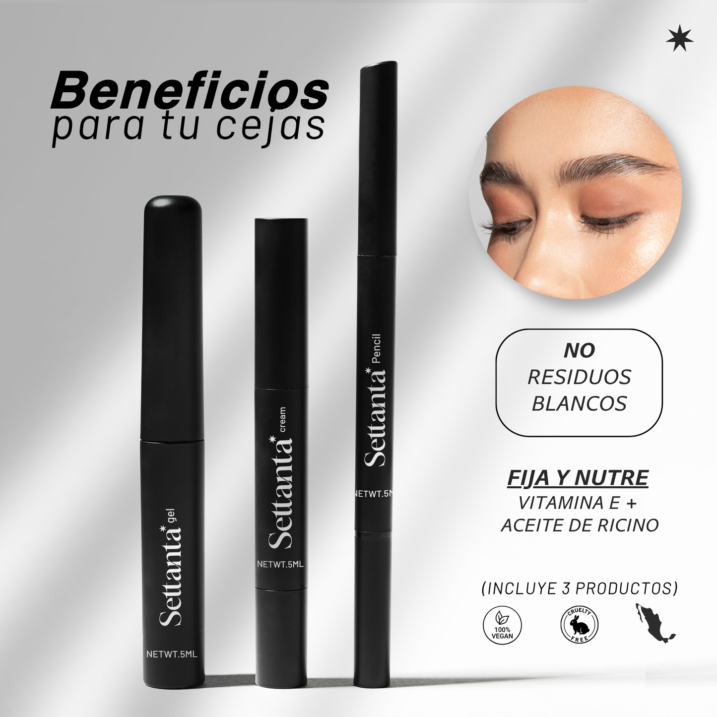 Eye Brow Kit Deep Brown  | Kit para cejas orgánicas o estructuradas con Vitamina E