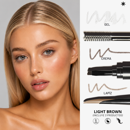 Eye Brow Kit Light Brown | Kit para cejas orgánicas o estructuradas con Vitamina E