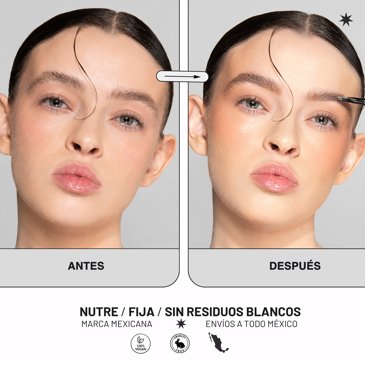 Eye Brow Kit Medium Brown | Kit para cejas orgánicas o estructuradas con Vitamina E
